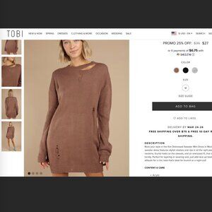 Oversized Distressed Brown Sweater Dress